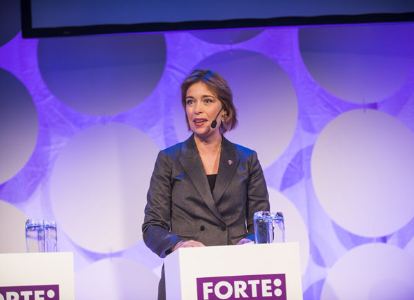 Annika Strandhäll talar på Forte Talks 2019